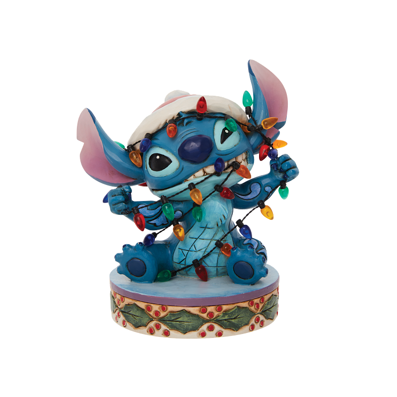 STOCK - ENESCO - DISNEY TRADITIONS - Stitch Wrapped in Lights Figurine
