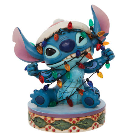 STOCK - ENESCO - DISNEY TRADITIONS - Stitch Wrapped in Lights Figurine