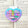 STOCK - BITE AND ROAR STUDIO - MARQUE PAGE MAGNETIQUE "Cat bookshelf Heartshape"