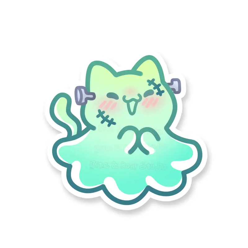 STOCK - BITE AND ROAR STUDIO - STICKERS " FRANKESTEIN CAT "