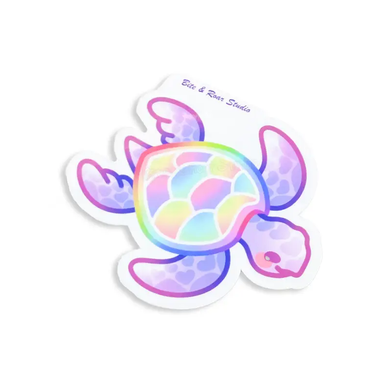 STOCK - BITE AND ROAR STUDIO - STICKERS " RAINBOW TURTLE "