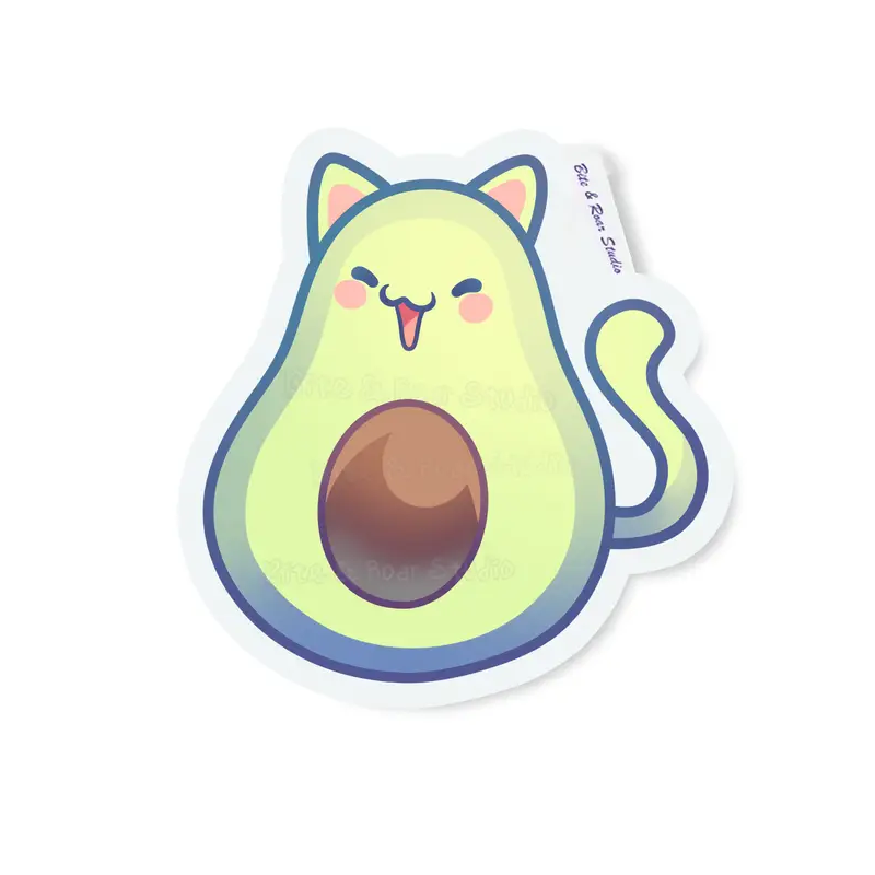 STOCK - BITE AND ROAR STUDIO - STICKERS " AVOCADO CAT "