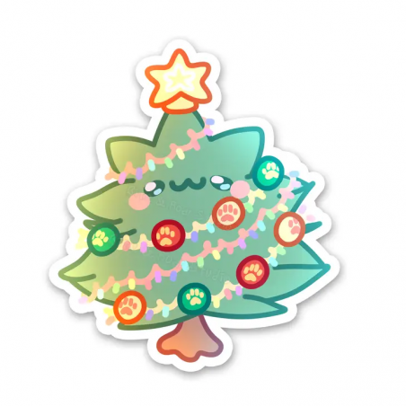 STOCK - BITE AND ROAR STUDIO - STICKERS " CAT CHRISTMAS TREE "
