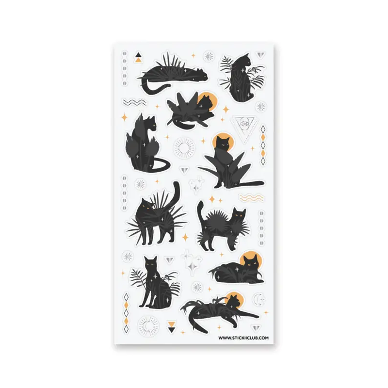 STOCK - STICKII - FEUILL DE STICKERS "BELOVED BLACK CAT"