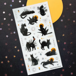 STOCK - STICKII - FEUILL DE STICKERS "BELOVED BLACK CAT"