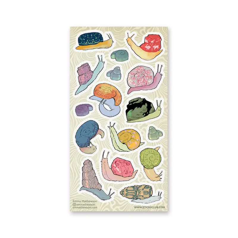 STOCK - STICKII - FEUILLE DE STICKERS "SNAILS TALES"