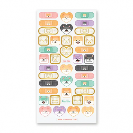 STOCK - STICKII - FEUILLE DE STICKERS "SHIBA BAND-AIDS"