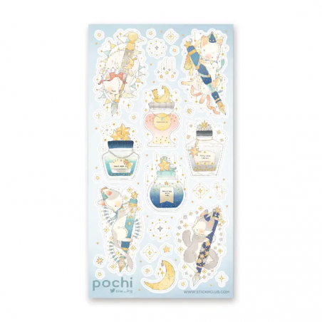 STOCK - STICKII - FEUILLE DE STICKERS "STARRY FOUNTAIN PENS"