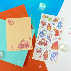 STOCK - STICKII - FEUILLE DE STICKERS "FIRE & WATER"