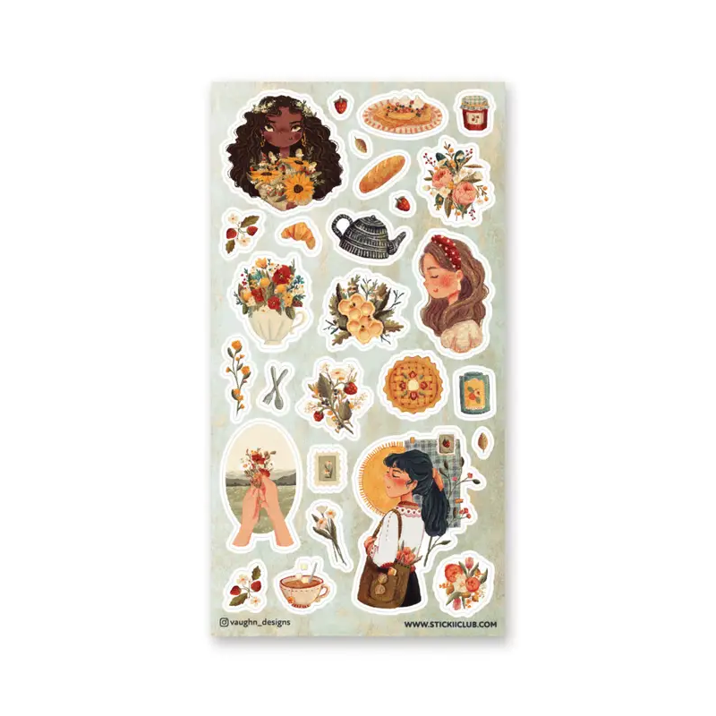 STOCK - STICKII - FEUILLE DE STICKERS "PASTORALS FLORALS"