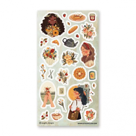 STOCK - STICKII - FEUILLE DE STICKERS "PASTORALS FLORALS"