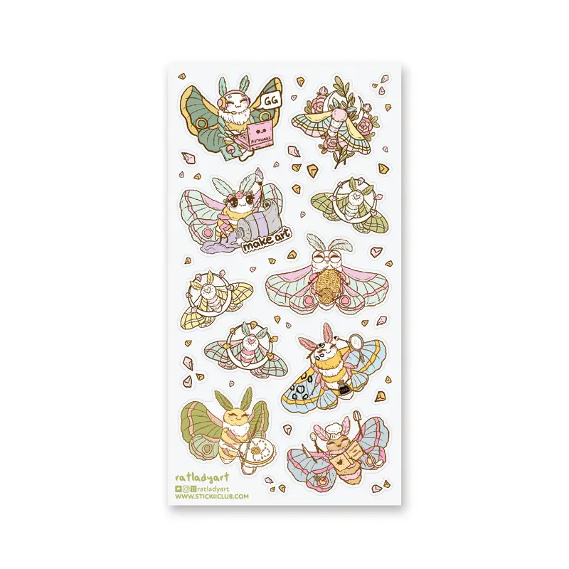 STOCK - STICKII - FEUILLE DE STICKERS "HOBBY MOTHS"