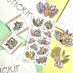 STOCK - STICKII - FEUILLE DE STICKERS "HOBBY MOTHS"