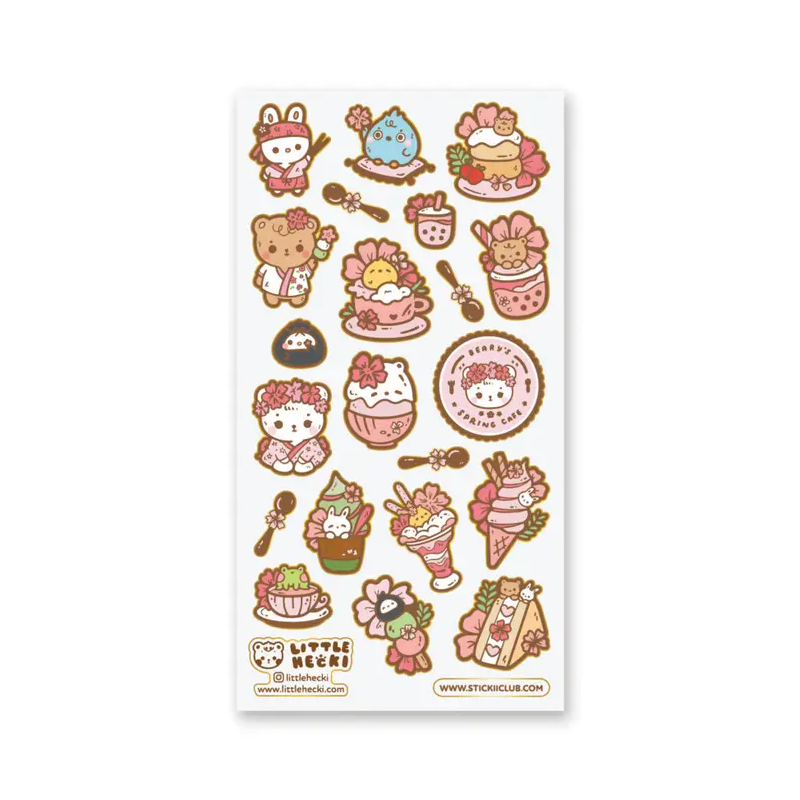STOCK - STICKII - FEUILLE DE STICKERS "BERRY'S SPRING CAFE"