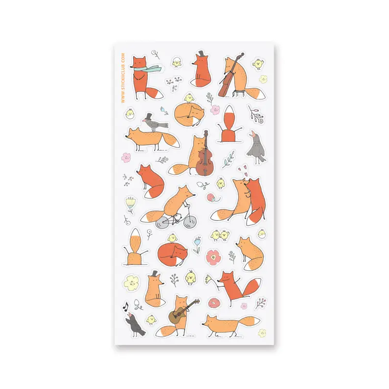 STOCK - STICKII - FEUILLE DE STICKERS "FUN FOXES"