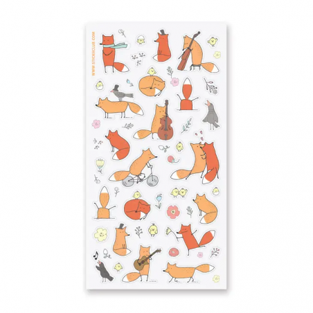 STOCK - STICKII - FEUILLE DE STICKERS "FUN FOXES"