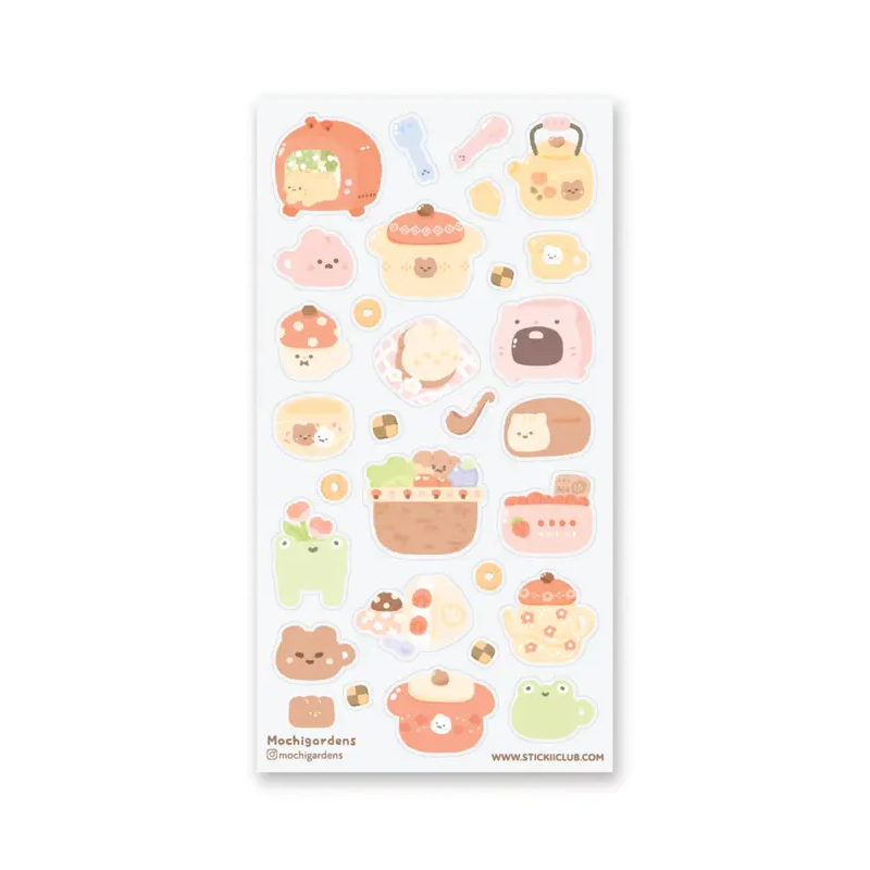 STOCK - STICKII - FEUILLE DE STICKERS "KAWAII LUNCH TIME"