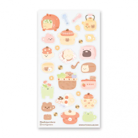 STOCK - STICKII - FEUILLE DE STICKERS "KAWAII LUNCH TIME"