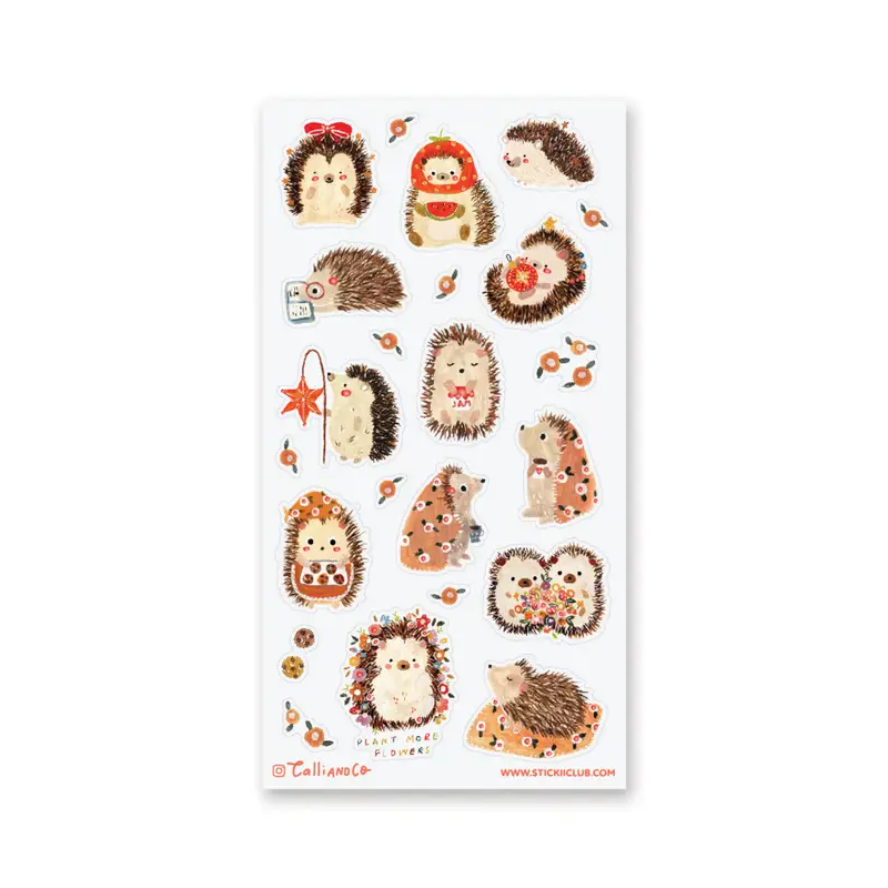 STOCK - STICKII - FEUILLE DE STICKERS " Sweet Hedgehog Friends"