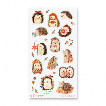 STOCK - STICKII - FEUILLE DE STICKERS " Sweet Hedgehog Friends"