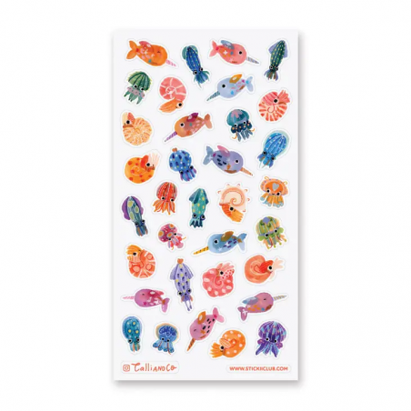 STOCK - STICKII - FEUILLE DE STICKERS " POISSONS"