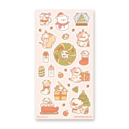 STOCK - STICKII - FEUILLE DE STICKERS " MERRY COWMAS"