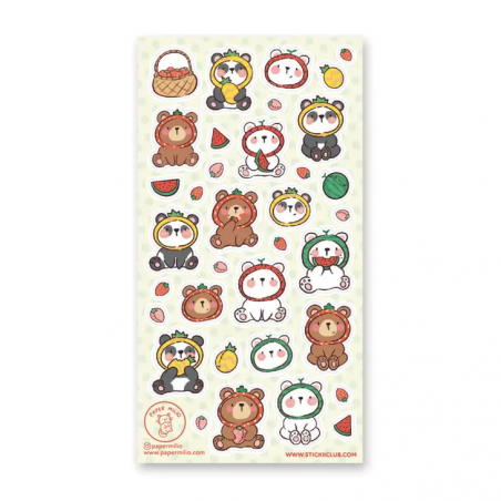 STOCK - STICKII - FEUILLE DE STICKERS " BEARY FRUITY "