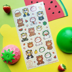 STOCK - STICKII - FEUILLE DE STICKERS " BEARY FRUITY "