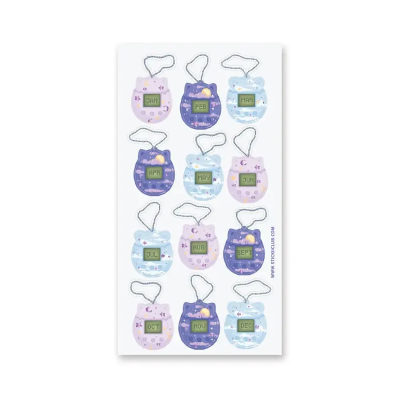 STOCK - STICKII - FEUILLE DE STICKERS " MONTHLY TAMAGOCHI "