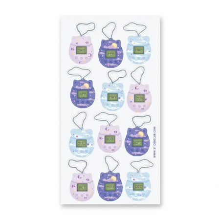 STOCK - STICKII - FEUILLE DE STICKERS " MONTHLY TAMAGOCHI "