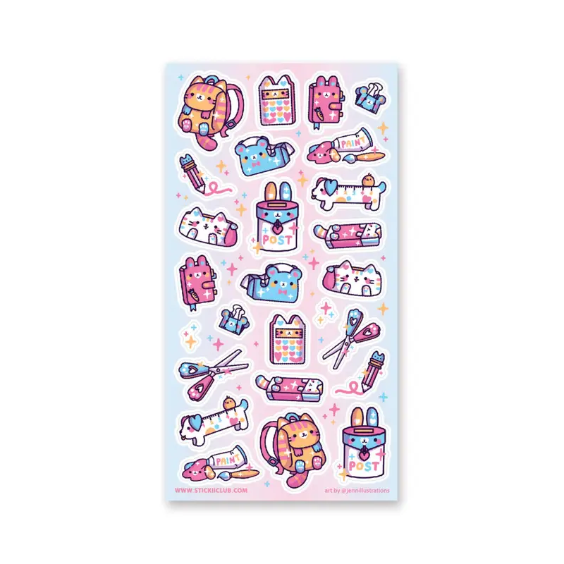 STOCK - STICKII - FEUILLE DE STICKERS " CUTIE STATIONARY"