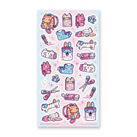 STOCK - STICKII - FEUILLE DE STICKERS " CUTIE STATIONARY"