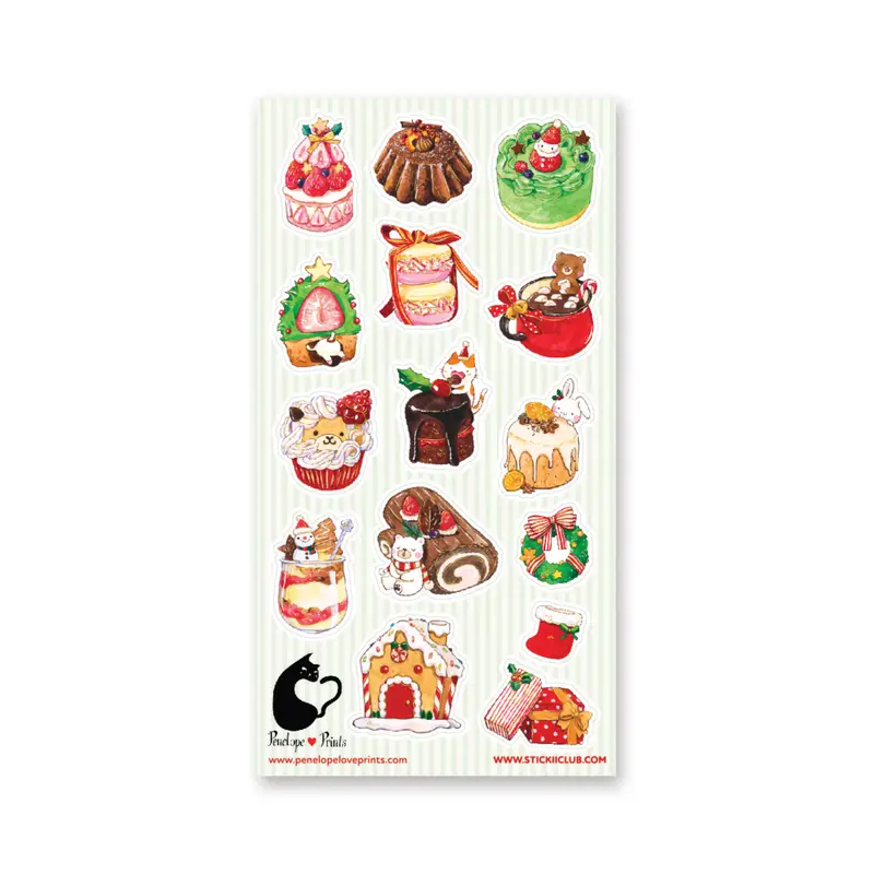 STOCK - STICKII - FEUILLE DE STICKERS " FANCY HOLIDAY DESSERT "
