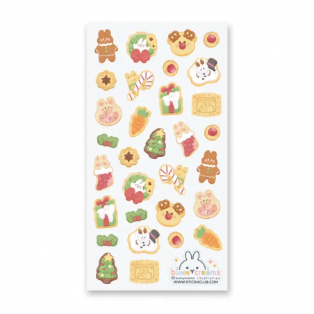 STOCK - STICKII - FEUILLE DE STICKERS " CHRISTMAS COOKIES "