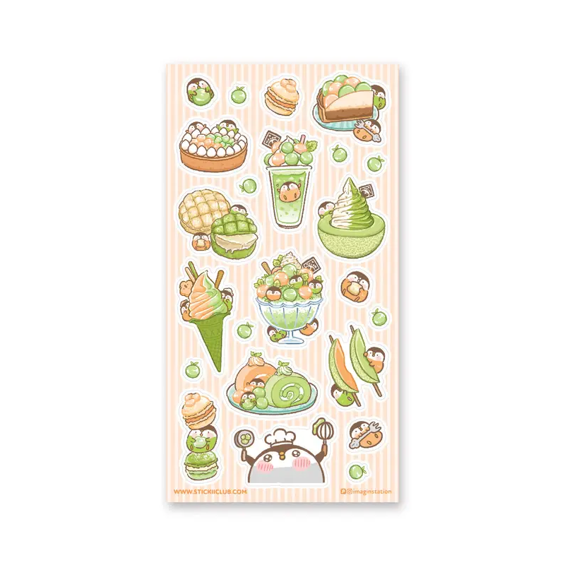 STOCK - STICKII - FEUILLE DE STICKERS " MELON DESSERT "