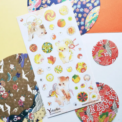 STOCK - STICKII - FEUILLE DE STICKERS " OURS DU NOUVEL AN "