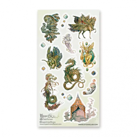 STOCK - STICKII - FEUILLE DE STICKERS " DRAGONS ARE REAL "