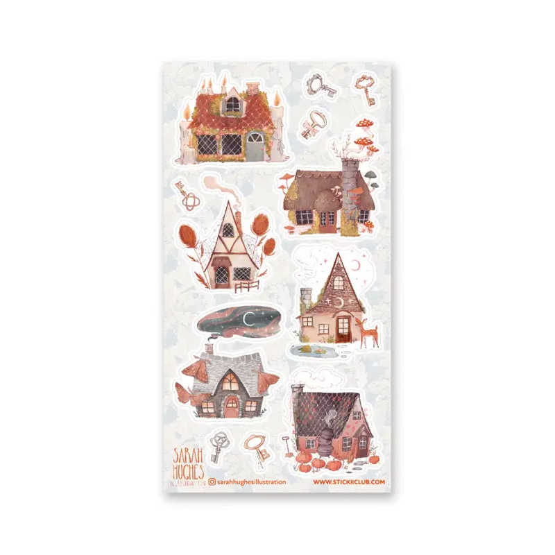STOCK - STICKII - FEUILLE DE STICKERS " FOREST COTTAGE "