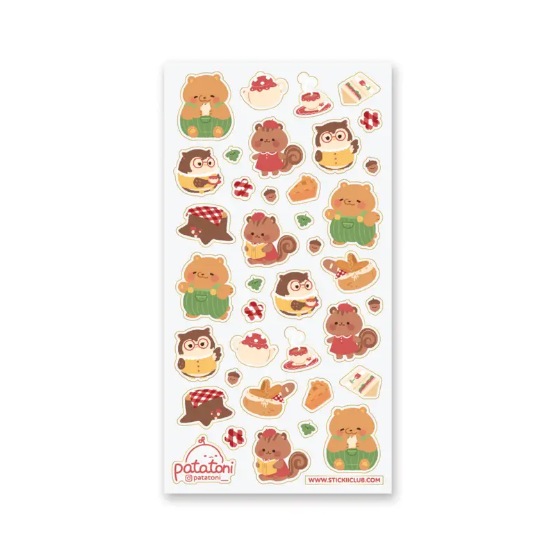 STOCK - STICKII - FEUILLE DE STICKERS " WOODLAND FRIENDS"