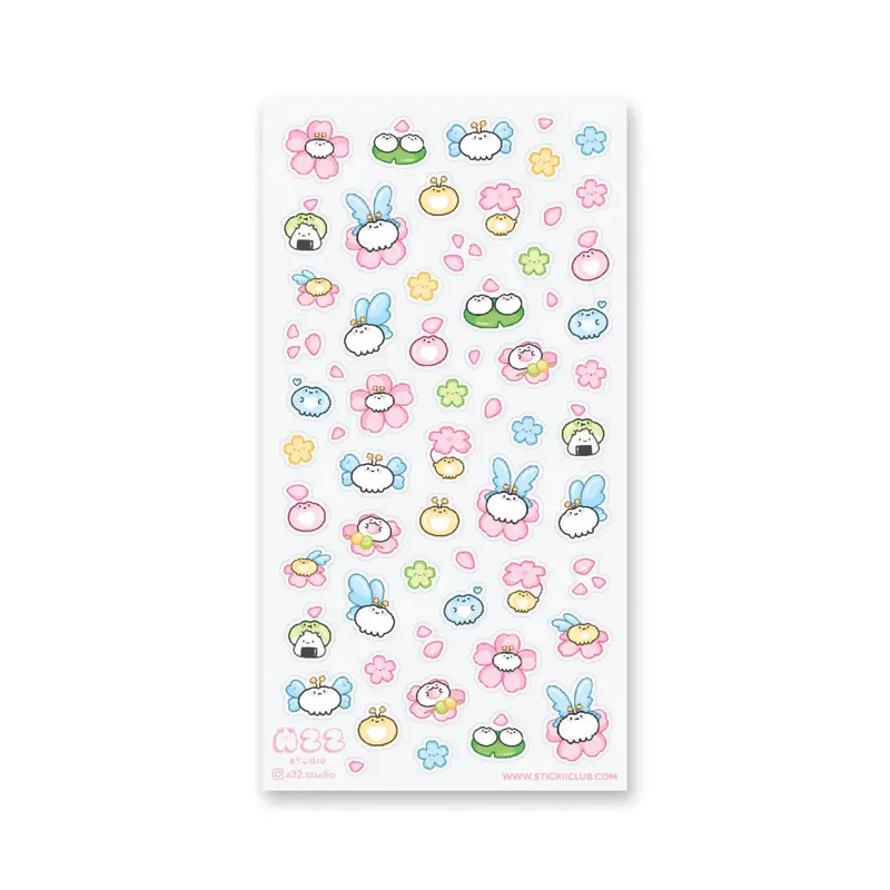 STOCK - STICKII - FEUILLE DE STICKERS " FAIRY FROGS "