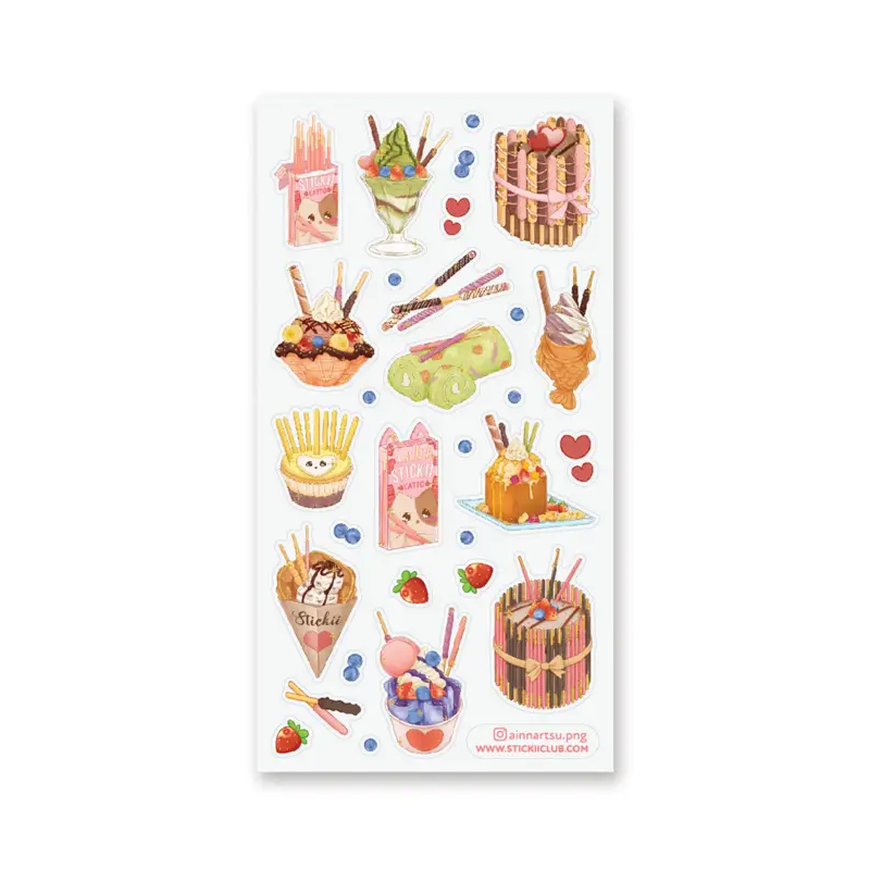 STOCK - STICKII - FEUILLE DE STICKERS "STICKII SNACK SWEETS"