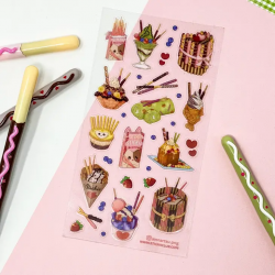STOCK - STICKII - FEUILLE DE STICKERS "STICKII SNACK SWEETS"