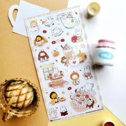 STOCK - STICKII - FEUILLE DE STICKERS "BUNNY TEA TIME"
