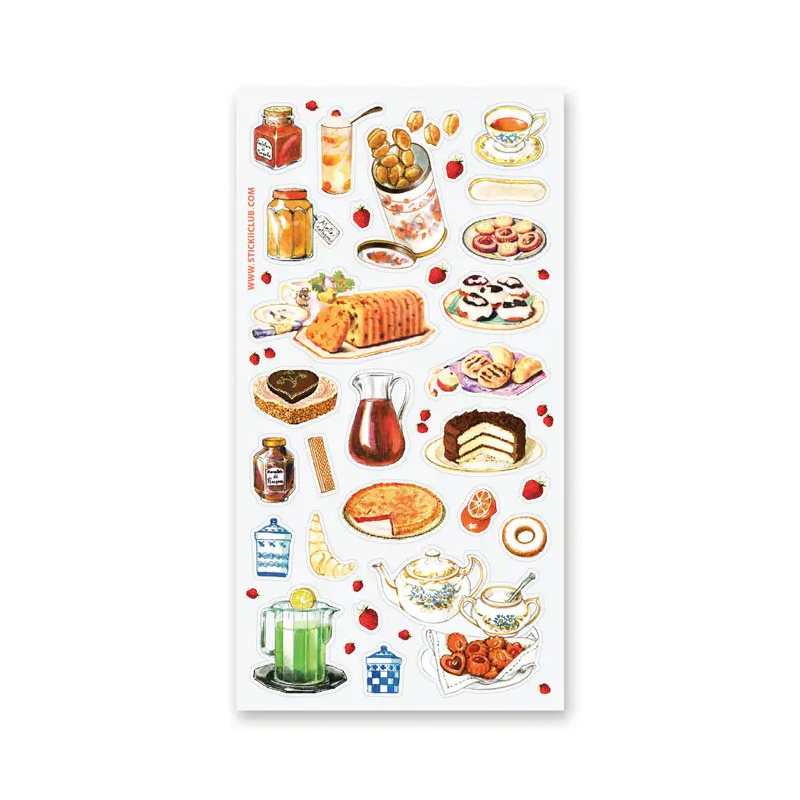 STOCK - STICKII - FEUILLE DE STICKERS "BREAKFAST TEA TIME"