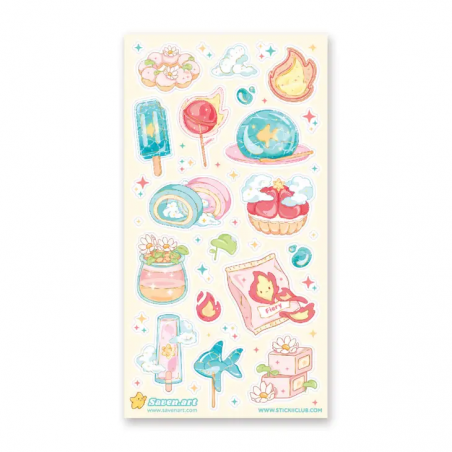 STOCK - STICKII - FEUILLE DE STICKERS "TASTY ELEMENTS"