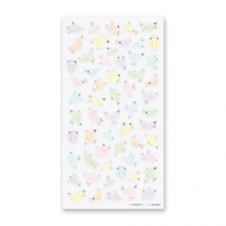 STOCK - STICKII - FEUILLE DE STICKERS "Little Pastel Birds"