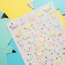 STOCK - STICKII - FEUILLE DE STICKERS "Little Pastel Birds"