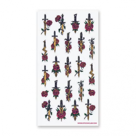 STOCK - STICKII - FEUILLE DE STICKERS " FLORAL SWORDS"