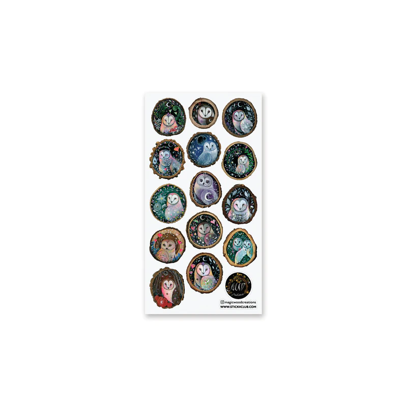 STOCK - STICKII - FEUILLE DE STICKERS " MOONLIT OWLS "
