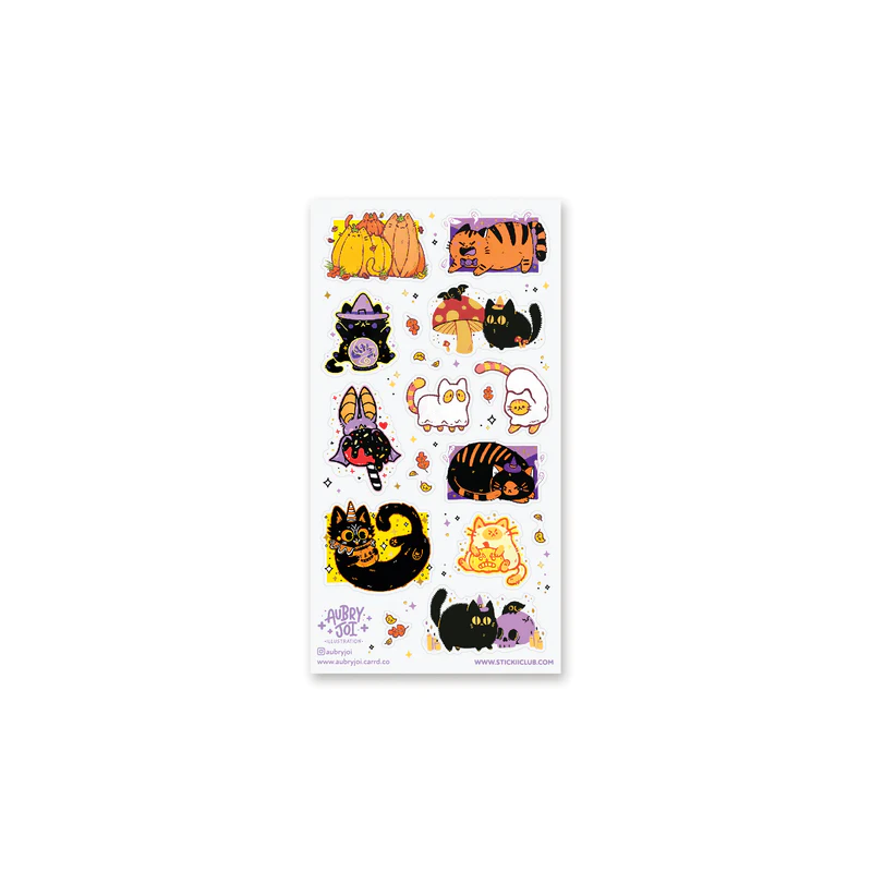 STOCK - STICKII - FEUILLE DE STICKERS "  Purrfectly Spooky  "